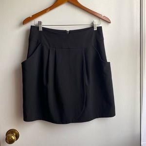 Aqua Tulip Black Mini Skirt with Pockets! Faux Wrap look size Medium back zipper